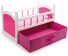 Load image into Gallery viewer, Gamez Galore - Doll&#39;s Wooden Cot With Pink Bedding &amp; Storage Drawer