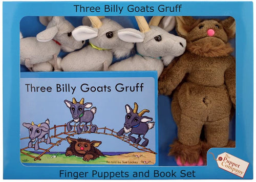 The Puppet Company - Three Billy Goats Gruff - Hand & Finger Puppets Book Set