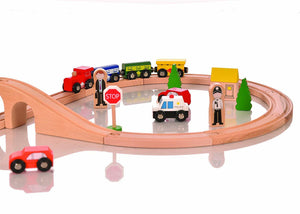 Gamez Galore - My First Train Wooden Set - 40 Pieces - Compatible with Brio & Bigjigs