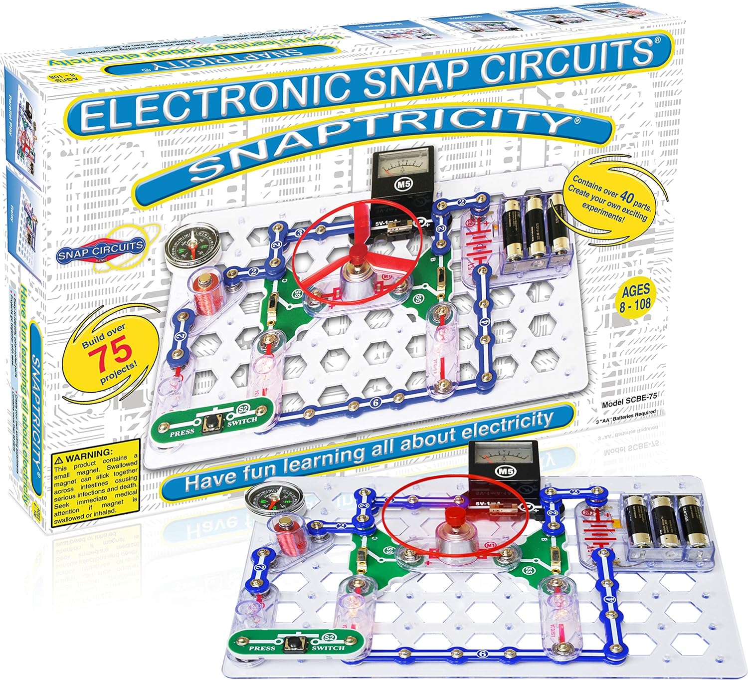 Elenco Snap Circuits Snaptricity Electronics Kit SCBE 75 Trusty Toys