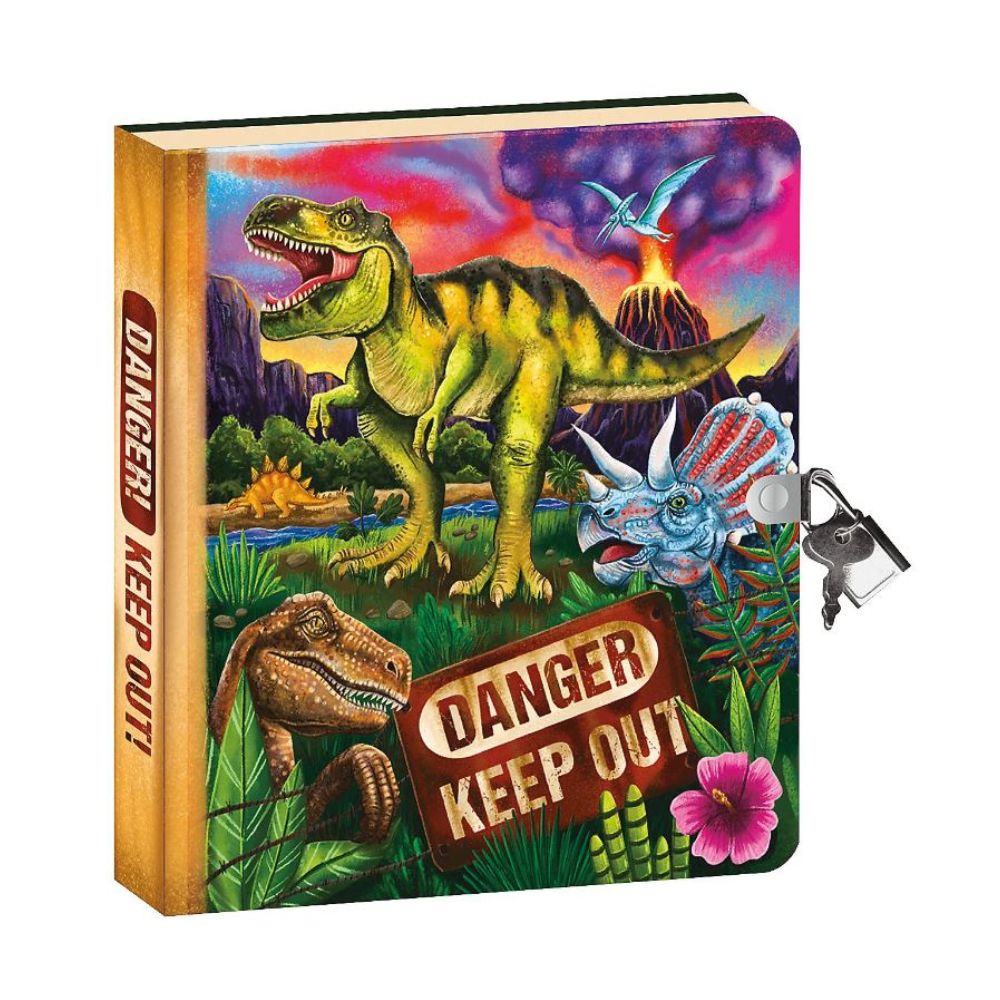 Peaceable Kingdom - Lock & Key Diary for Kids - Glow in the Dark Dinosaurs