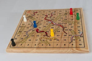 Gamez Galore - Snakes and Ladders - Traditional Wooden Board Game