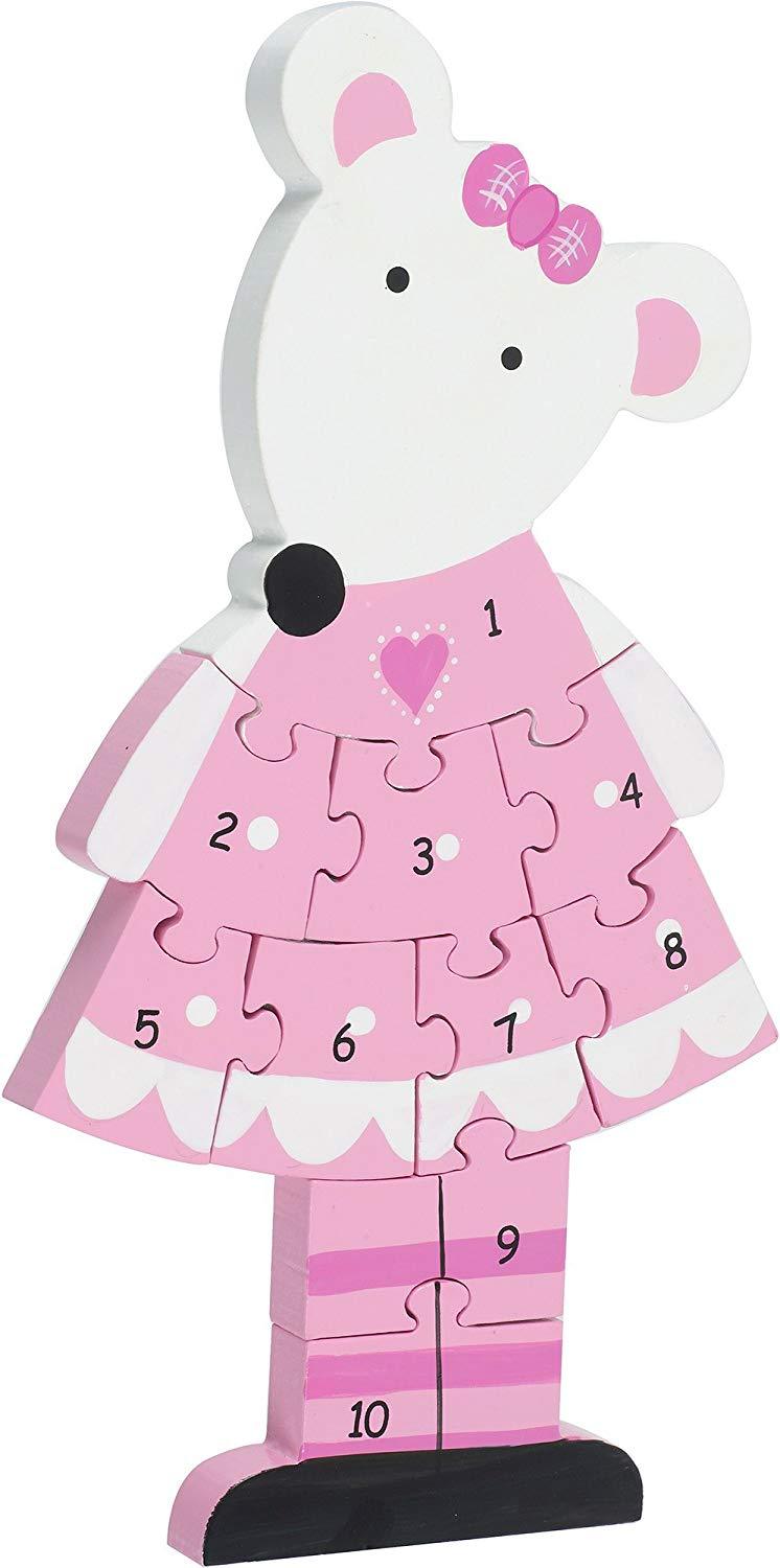 Orange Tree Toys - Wooden Pink Mouse Counting Puzzle