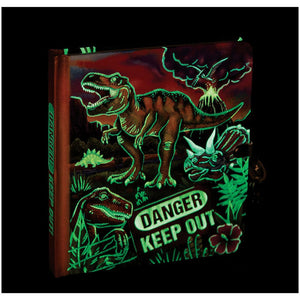 Peaceable Kingdom - Lock & Key Diary for Kids - Glow in the Dark Dinosaurs