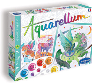 SentoSphere Aquarellum - Unicorns and Pegasus - Painting by Numbers Set - Large