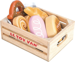 Le Toy Van - Pretend Play Food - Wooden Baker's Basket Crate