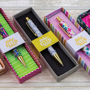 Rachel Ellen Lustre Grey Floral Boxed Pen