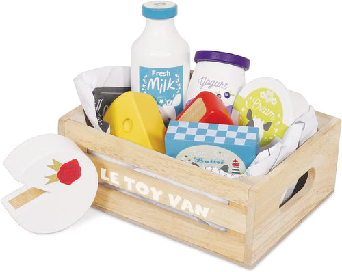 Le Toy Van - Pretend Play Food - Wooden Cheese and Dairy Crate