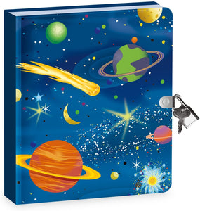 Peaceable Kingdom - Lock & Key Diary for Kids - Deep Space Glow in the Dark