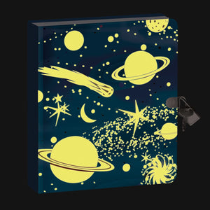 Peaceable Kingdom - Lock & Key Diary for Kids - Deep Space Glow in the Dark