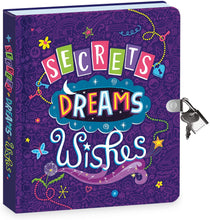 Load image into Gallery viewer, Peaceable Kingdom Secrets Dreams Wishes Lock &amp; Key Diary