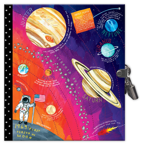 eeBoo - Lock & Key Diary for Kids - Glow in the Dark Space Adventure Journal