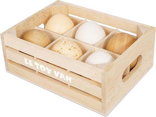 Le Toy Van - Pretend Play Food - Wooden Farm Eggs Crate