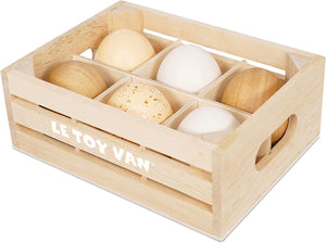 Le Toy Van - Pretend Play Food - Wooden Farm Eggs Crate