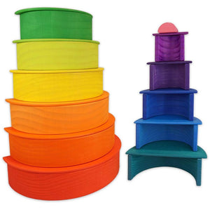Gamez Galore - Sorting & Stacking Toys - Large - Wooden 12-Piece Rainbow Arches