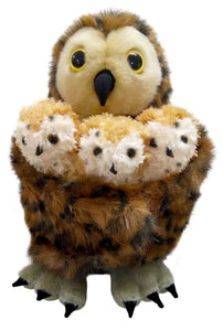 The Puppet Company - Hide-Away Puppets - Tawny Owl and 3 Babies Hand & Finger Puppets