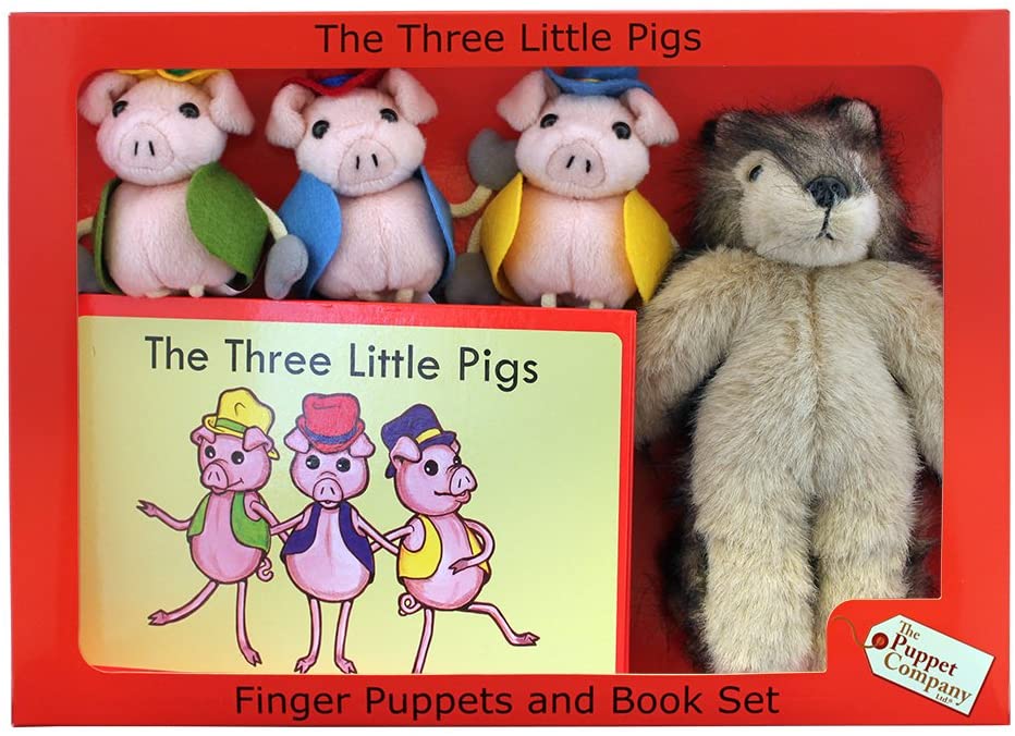 The Puppet Company - Three Little Pigs - Hand & Finger Puppets Book Set