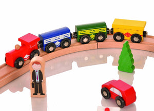 Gamez Galore - My First Train Wooden Set - 40 Pieces - Compatible with Brio & Bigjigs