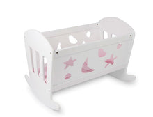Load image into Gallery viewer, Gamez Galore - White Wooden Dolls&#39; Cradle Crib Set with Bedding