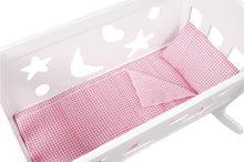 Load image into Gallery viewer, Gamez Galore - White Wooden Dolls&#39; Cradle Crib Set with Bedding