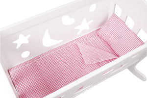 Gamez Galore - White Wooden Dolls' Cradle Crib Set with Bedding
